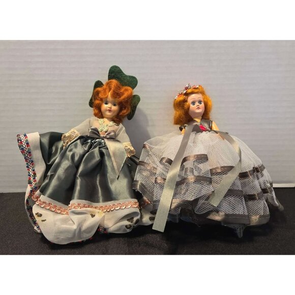 Other - Vintage 1950s Hard Plastic Dolls Lot of 2 Red Hair Holiday Formal Dress
